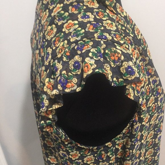 F21, Floral Necktie Ruffled Sleeves Small - Picture 6 of 10